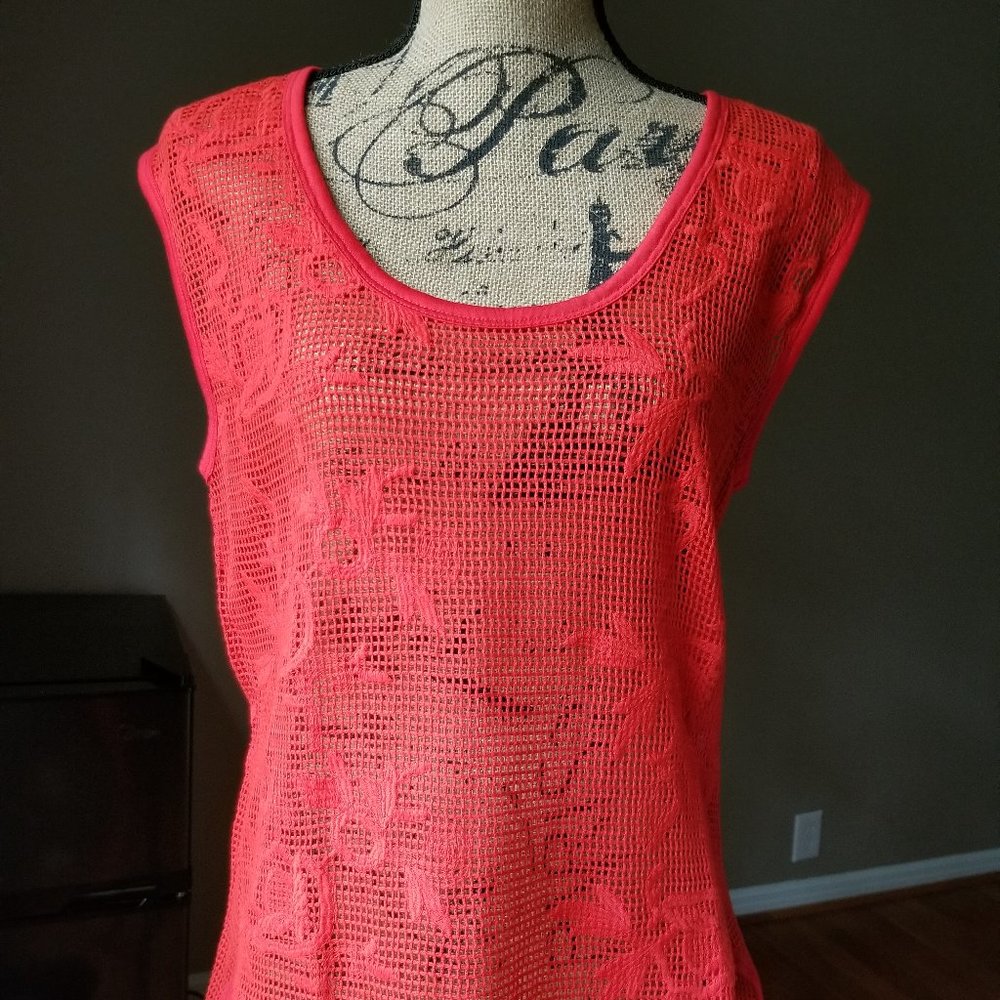 NWT Women's tank deep scoop neck sleeveless sheer